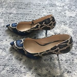 New Zara blue snake pumps 40